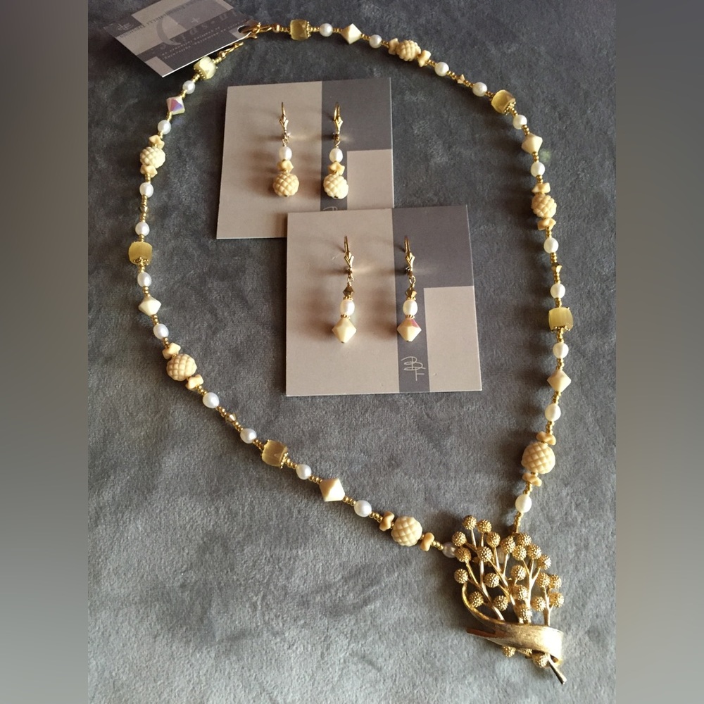 Handmade Vintage Necklace with Matching Earrings